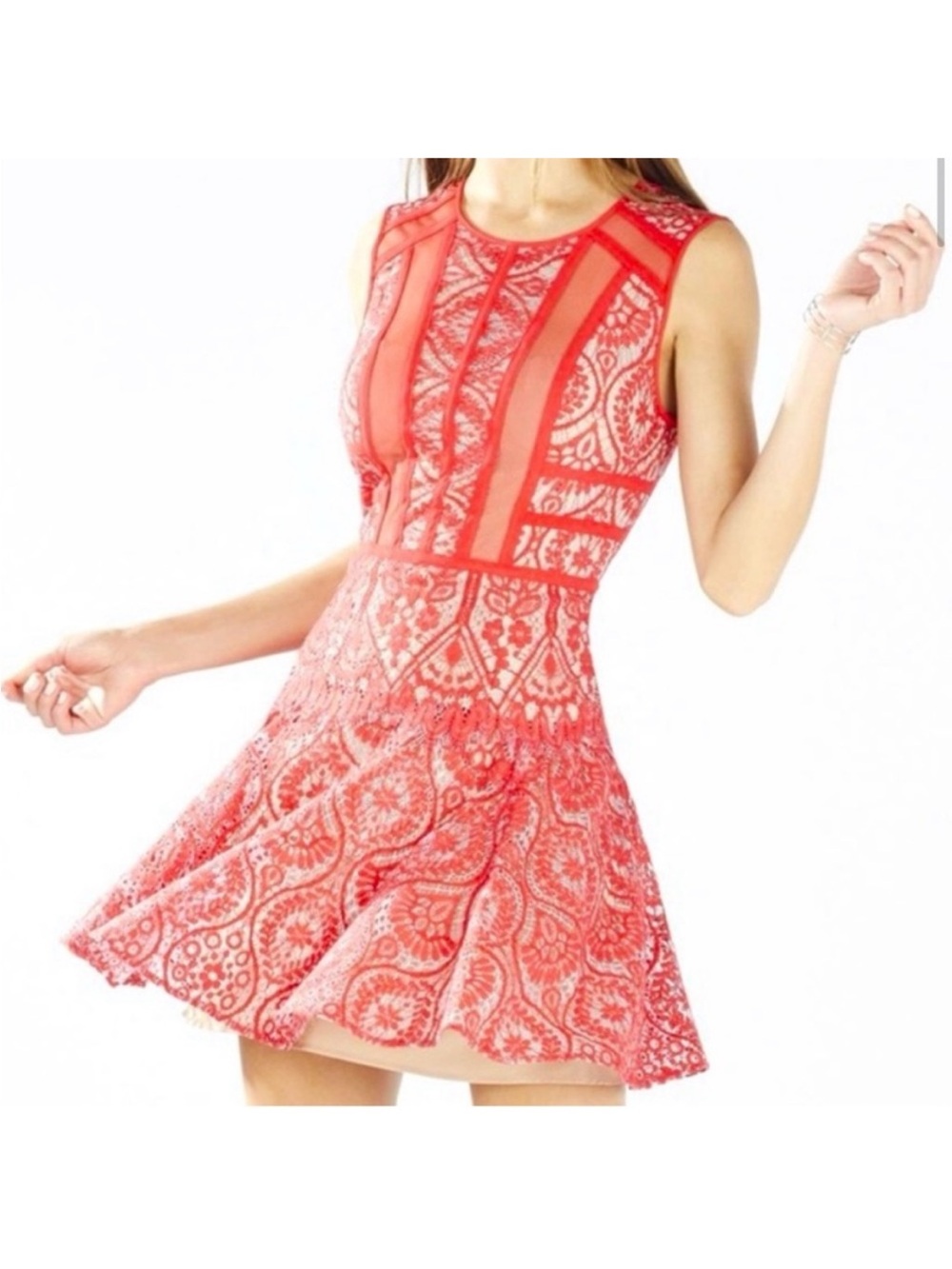 BCBG Max Azria Elegant Red Lace Dress size 2
